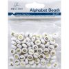 Angels Craft Alphabet Beads Round White with Gold Letters