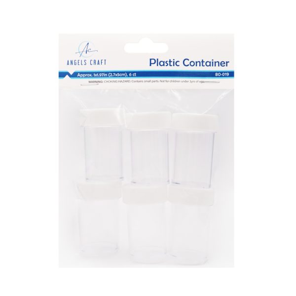 Small Plastic Containers with White Lid 6-ct from Angels Craft