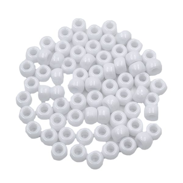 Pony Beads in White 6x9mm from Angels Craft