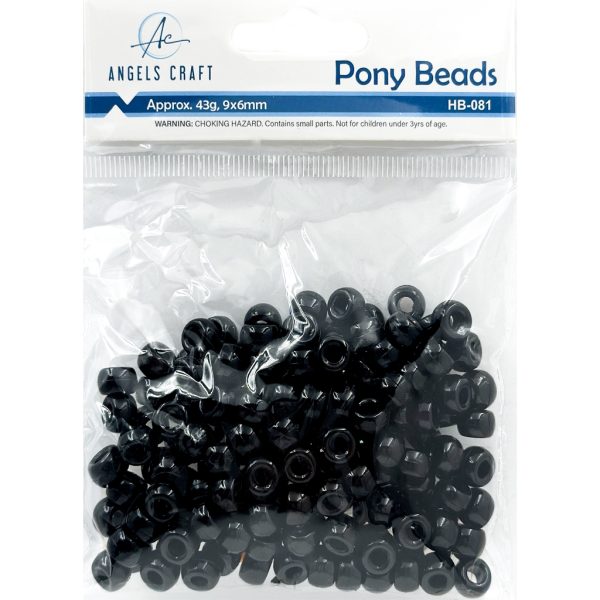 Angels Craft Pony Beads in Black 6x9mm Angels Craft Pony Beads in Black 6x9mm