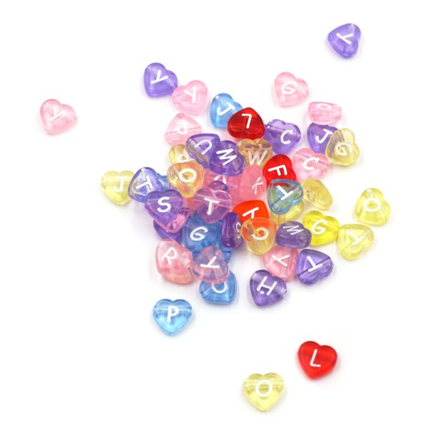 Angels Craft Heartshape Translucent Letter Beads 11mm Angels Craft Heartshape Translucent Letter Beads 11mm