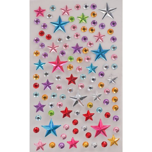 Angels Craft Rhinestone Stickers Multi-Colored Round and Star Shapes