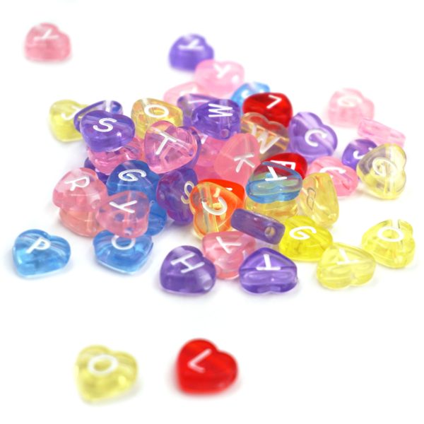Heartshape Translucent Letter Beads 11mm made by Angels Craft
