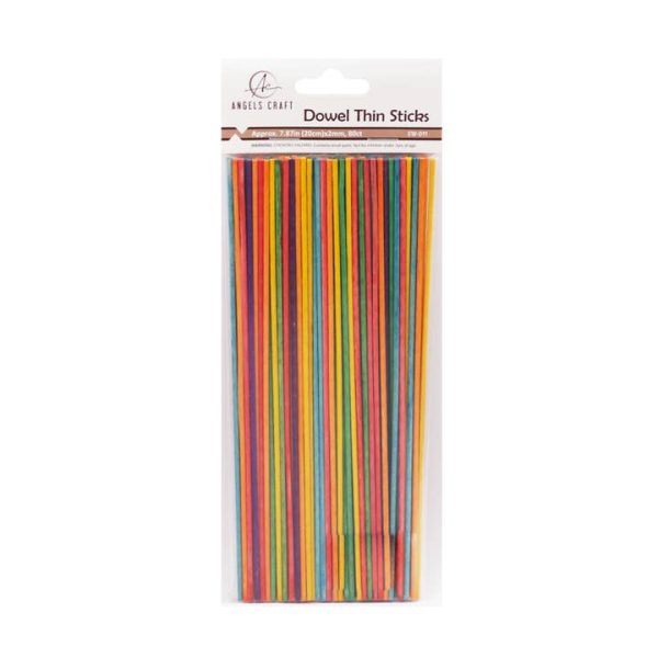 Dowel Sticks 2mm x 8in Rainbow from Angels Craft