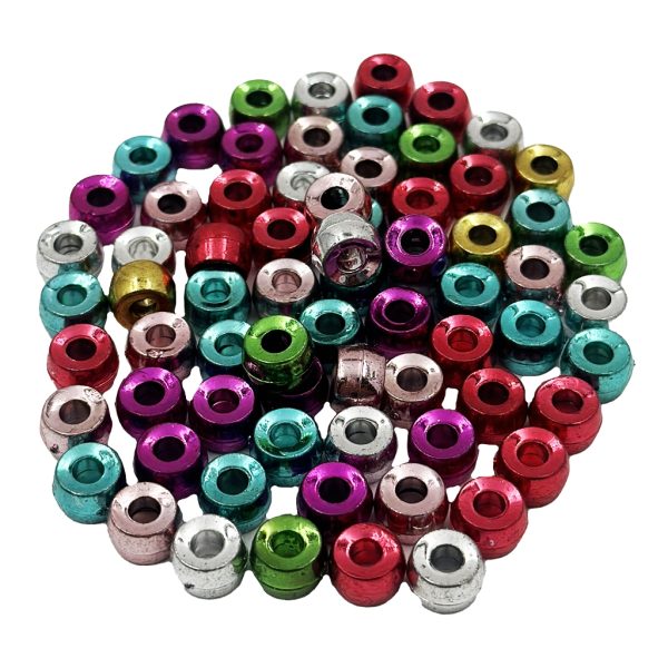 Pony Beads Barrel Shape Metallic Multi Color 6x9mm from Angels Craft