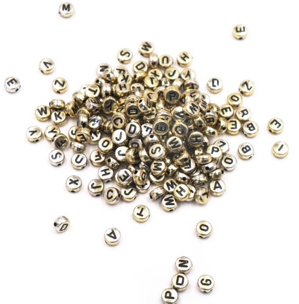 Angels Craft Flat/Round Metallic Alphabet Beads 7mm Gold Angels Craft Flat/Round Metallic Alphabet Beads 7mm Gold