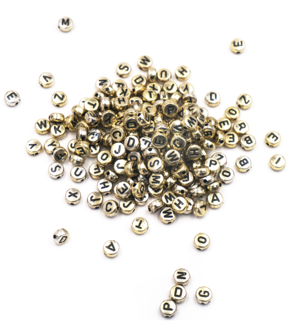 Angels Craft Flat/Round Metallic Alphabet Beads 7mm Gold