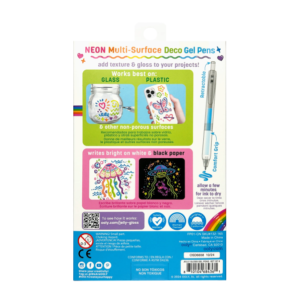 Jelly Gloss Neon Multi-Surface Deco Gel Pens Set of 6 from OOLY Jelly Gloss Neon Multi-Surface Deco Gel Pens Set of 6 from OOLY