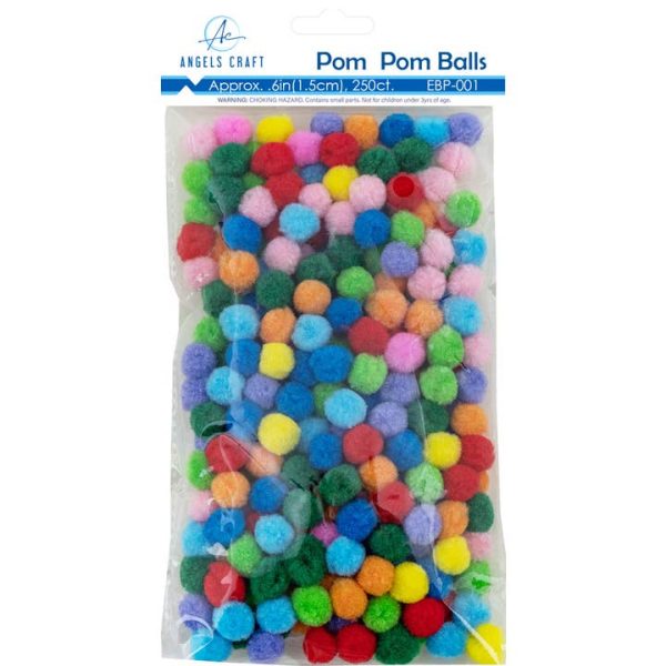 Angels Craft Glitter Pom Pom Balls Asst. Colors