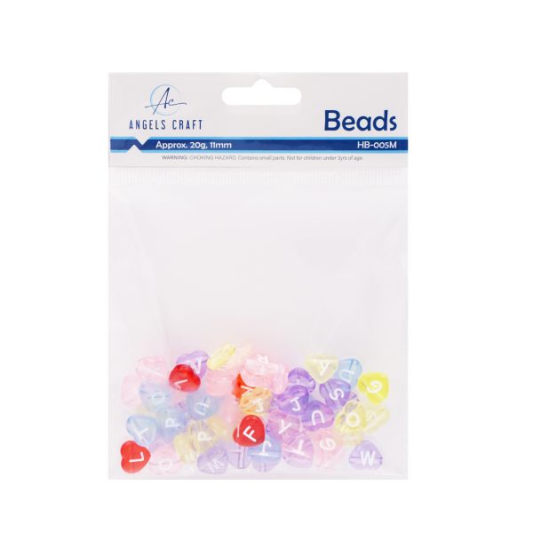 Heartshape Translucent Letter Beads 11mm from Angels Craft