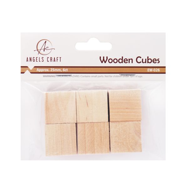 Wooden Cubes 25mm  6-ct from Angels Craft