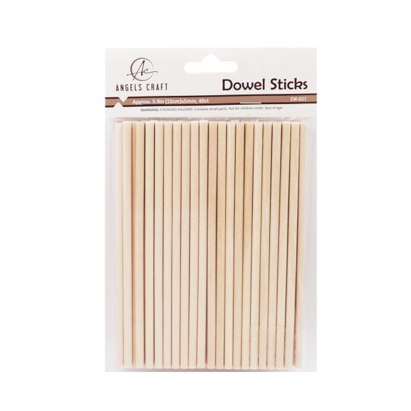 Angels Craft Round Wooden Dowels 5mm x 5.9in. 40-ct Angels Craft Round Wooden Dowels 5mm x 5.9in. 40-ct