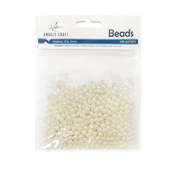 Angels Craft Pearl Beads Ivory White 5mm