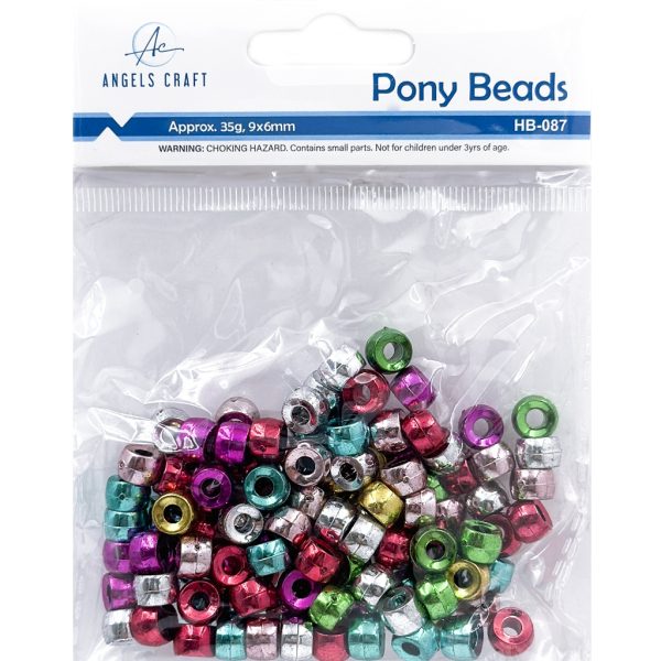 Angels Craft Pony Beads Barrel Shape Metallic Multi Color 6x9mm Angels Craft Pony Beads Barrel Shape Metallic Multi Color 6x9mm