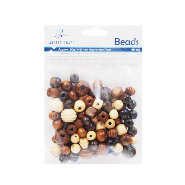 Assorted Wooden Beads 11-15mm from Angels Craft