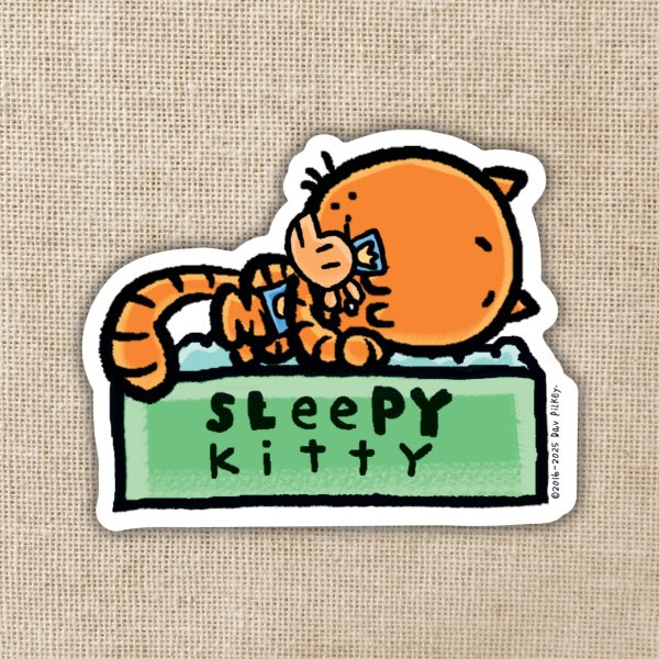 Kingdom of Threads Sleepy Kitty Sticker From Dog Man