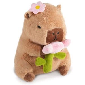 Showcase Capybara 9" Kawaii Plush with Flower