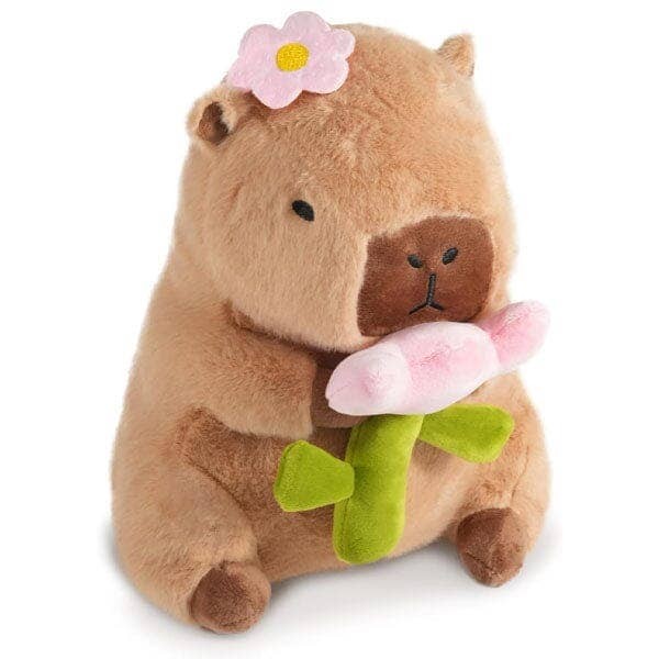 Showcase Capybara 9" Kawaii Plush with Flower