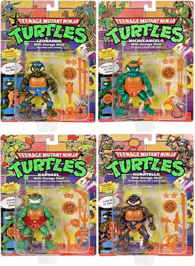 images (1) Playmates Leo Don Mich Raph Original Set All 4 TMNT Storage Shell Ninja Turtles