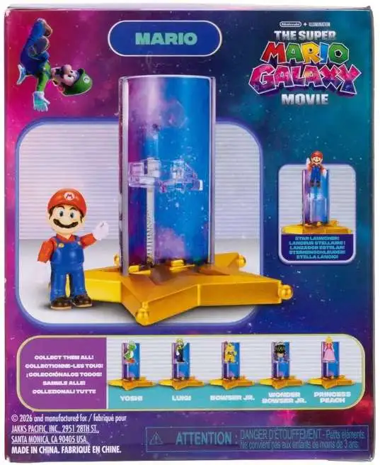 JAKKS Pacific The Super Mario Galaxy Movie Feature Figure Wave 1 Mario 1.5 Inch Toys
