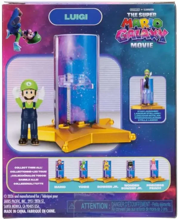 JAKKS Pacific The Super Mario Galaxy Movie Feature Figure Wave 1 Luigi 1.5 Inch Toys