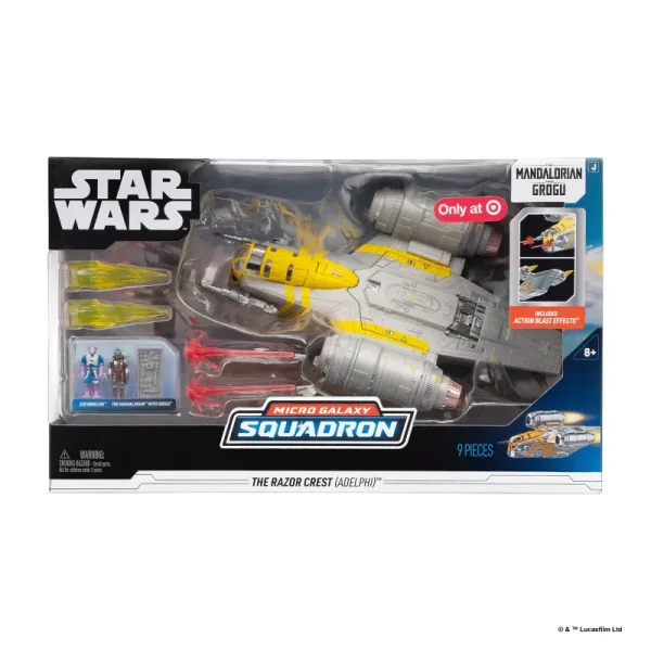 Star Wars Micro Galaxy Squadron The Mandalorian and Grogu The Razor Crest Set from Jazwares