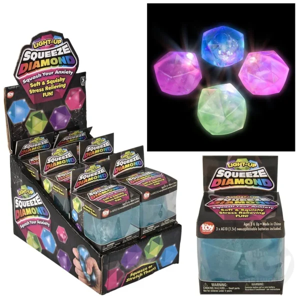Toy Network Light-Up Squeezy Sugar Diamond 2.75 Inch Assorted Colors